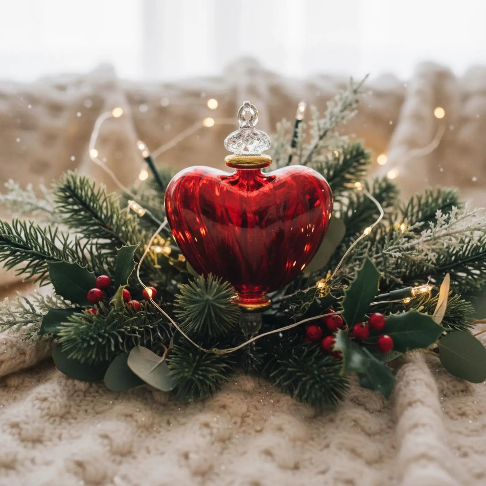 Handmade Red Heart Blown Glass